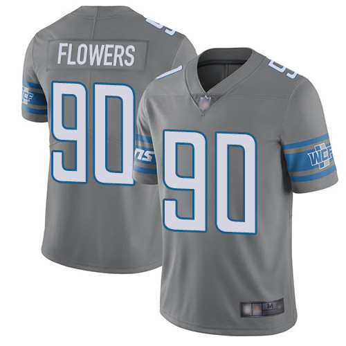 Detroit Lions Limited Steel Men Trey Flowers Jersey NFL Football #90 Rush Vapor Untouchable